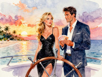 Z-Image Turbo generated image for Luxury Yacht Romance - Watercolor