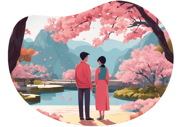 Indoor Sakura Blossom Replication & Romantic Game date idea illustration