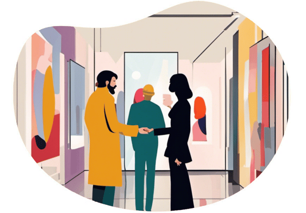 Intellectual Art Gallery Exploration date idea illustration