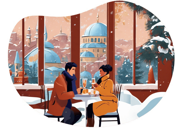 Istanbul Winter Wonderland date idea illustration
