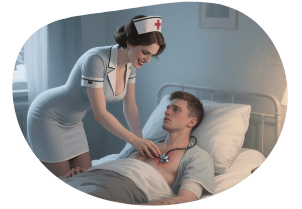 Krankenschwester Anna und Patient Rene date idea illustration