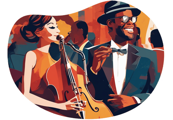 Lavish Jazz and Wine Night date idea illustration
