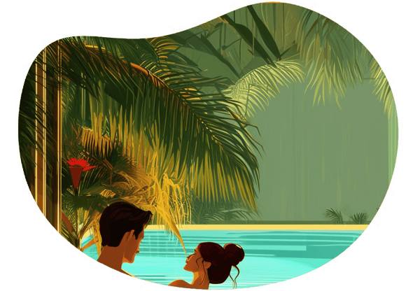 Luxurious Couples Spa Retreat date idea illustration