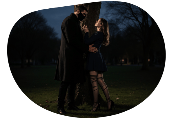 Masked Encounter in the Park date idea illustration