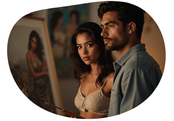 Model Telanjang untuk Seniman Kaya date idea illustration