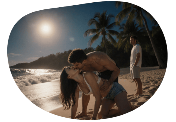 Moonlit Beach Spitroast Fantasy date idea illustration