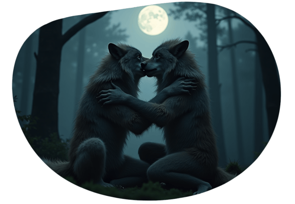 Moonlit Werewolf Transformation date idea illustration