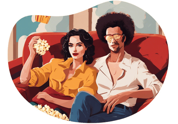 Movie Night Mischief date idea illustration