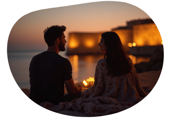 Movie Night Under the Stars at Fort Manoel date idea illustration