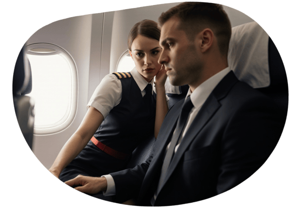 Naughty Flight Attendant's Mid-Air Seduction date idea illustration