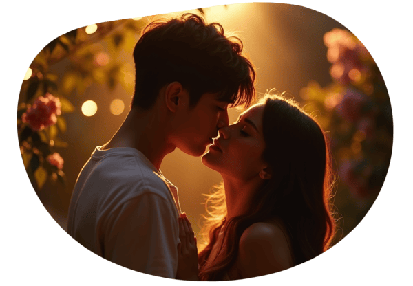 Neck Kisses in the Moonlight Garden date idea illustration