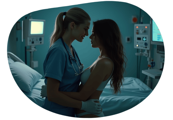 Nurse Sara's Latex Clinic Fantasy date idea illustration