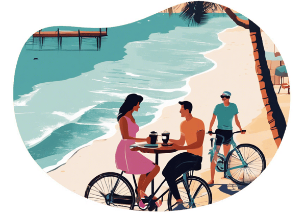 Ocean Boulevard Dönüş'te Kahve Tadımı ve Bisiklet Turu date idea illustration