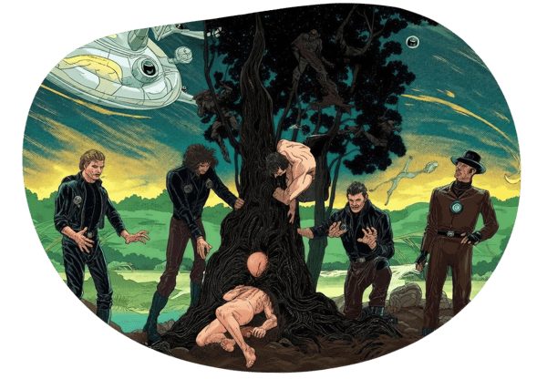 Öffentliche Demütigung und Unterwerfung im Wald date idea illustration