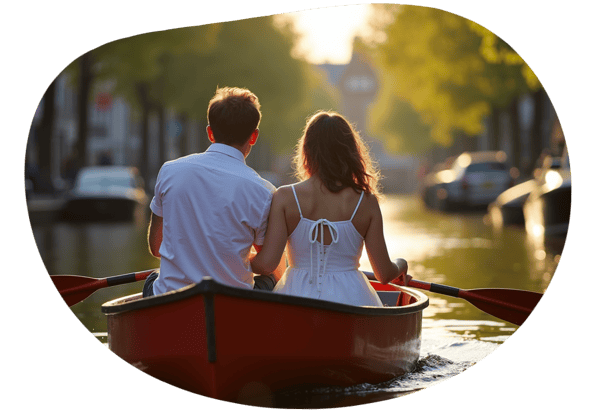 Paddle Boating Adventure on Utrecht's Canals date idea illustration
