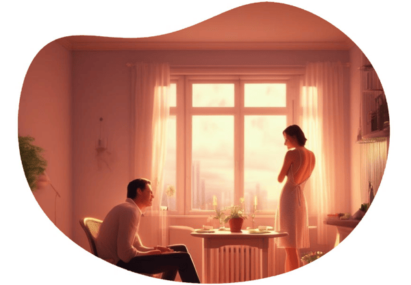 Passionate Evening at Home date idea illustration