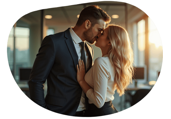 Power Play in the Office: Scott and Frankie's Seductive Encounter date idea illustration