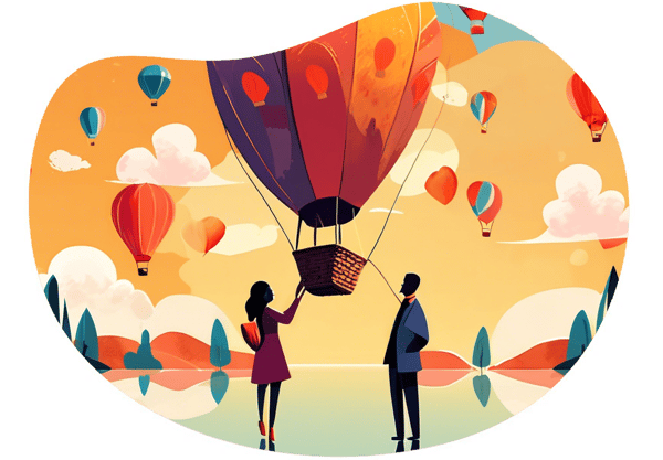Private Hot Air Balloon Ride with Painting Session date idea illustration