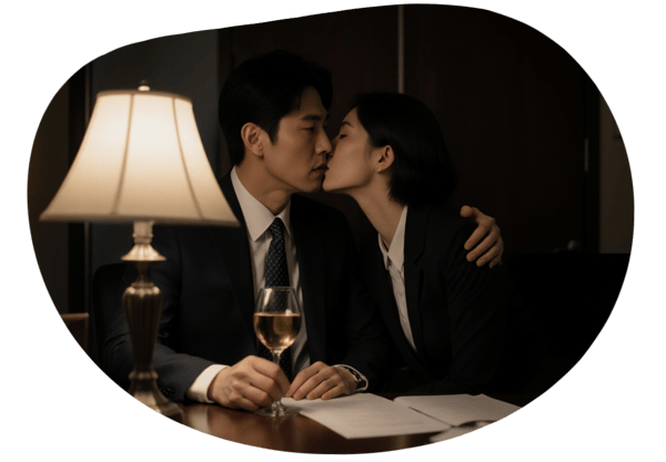 Reunión Privada del Jefe y la Empleada date idea illustration