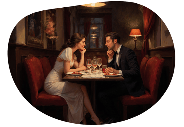 Risky Italian Feast in Amsterdam date idea illustration