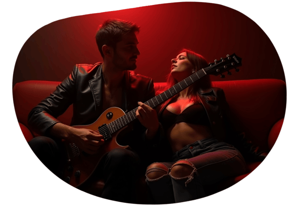 Rockstar Rendezvous: A Guitar Superstar and His Biggest Fan date idea illustration