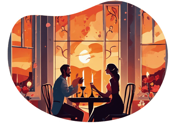 Romantic Candlelight Dinner at Landhauskeller date idea illustration