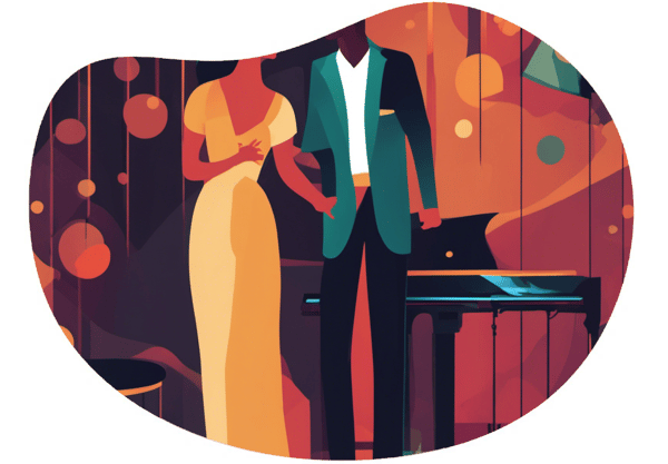 Romantic Cozy Jazz Club Night date idea illustration