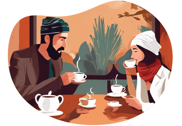 Romantic Fortune Cafe Date date idea illustration