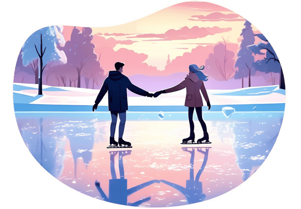 Romantic Ice Skating in Novosibirsk date idea illustration