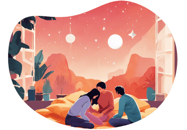 Romantic Indoor Star Gazing date idea illustration