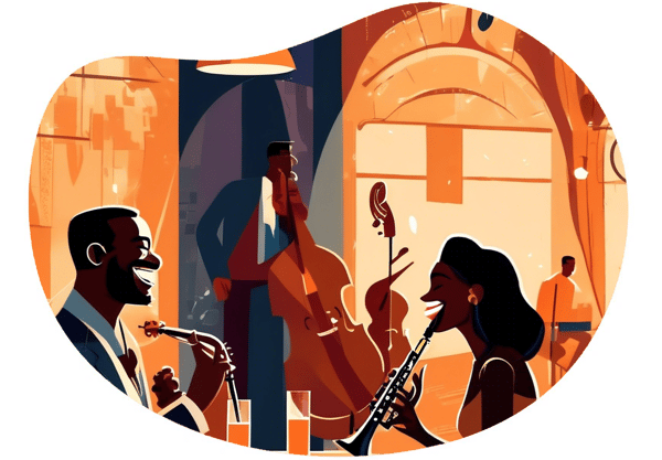 Romantic Jazz Date Night in New York date idea illustration