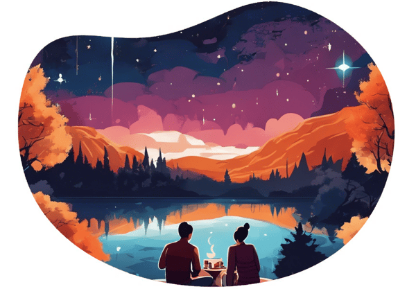Romantic Star Gazing and Hot Chocolate in Ağrı date idea illustration