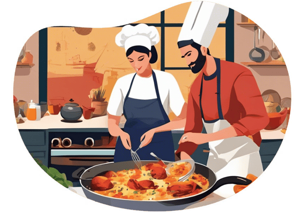 Romantic Turkish Cuisine Cooking Class date idea illustration