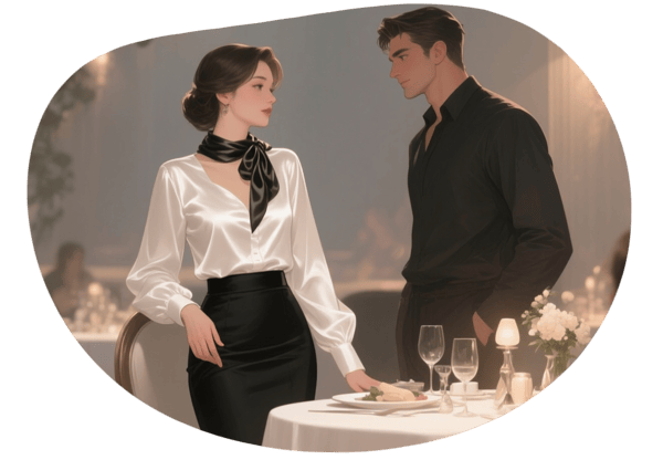 Satin and Stockings Seduction date idea illustration