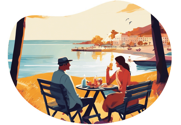 Scenic Picnic Conversation Date date idea illustration