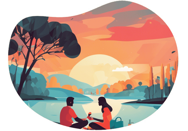 Scenic Sunset Picnic at Percival's Island date idea illustration