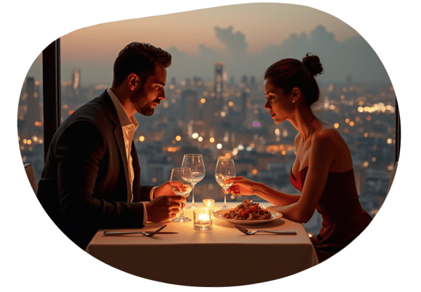 Sensual Dinner with a View date idea illustration