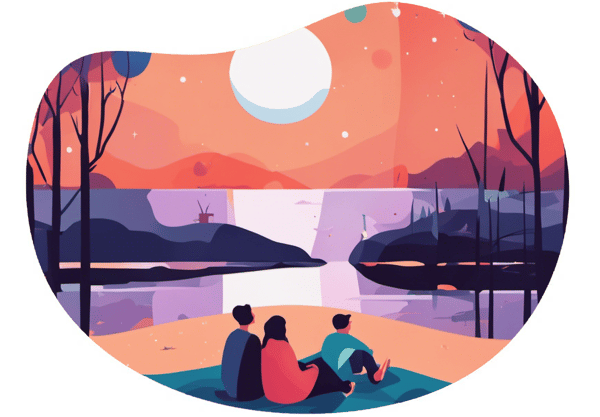 Stargazing by Lake Narach date idea illustration
