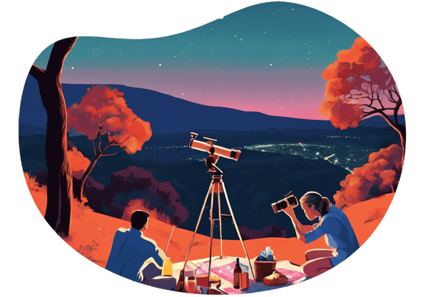 Stargazing Picnic at Mount Bonnell date idea illustration