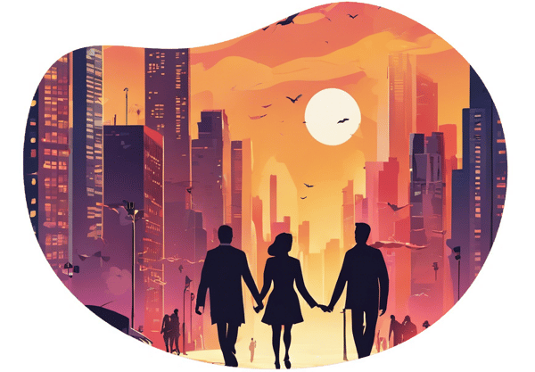 Starry Night Skyline Walk date idea illustration