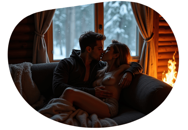 Stranded Travelers in a Cozy Cabin date idea illustration