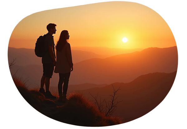 Sunrise Adventure and Stargazing Date date idea illustration