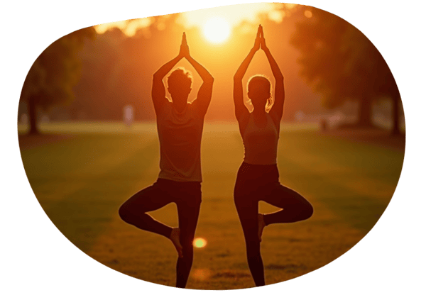 Sunset Couples Yoga in the Park date idea illustration