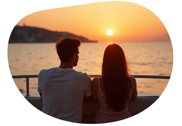 Sunset Cruise along the Athenian Riviera date idea illustration