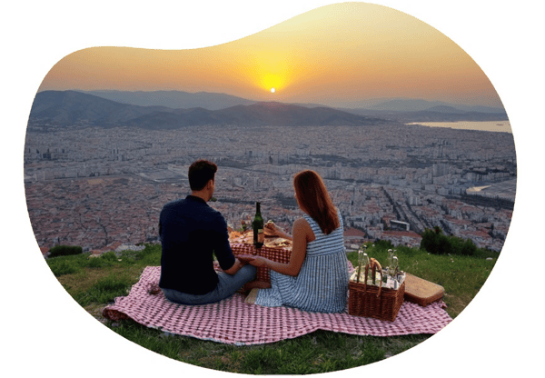 Sunset Picnic at Asansör date idea illustration