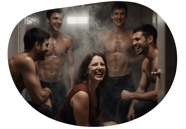 Surprise in the Bathroom at Faster Horses date idea illustration