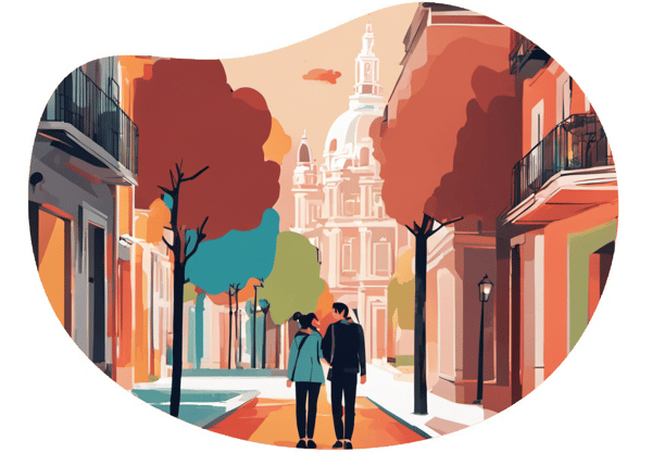 Surprise Poll Walk in Madrid date idea illustration