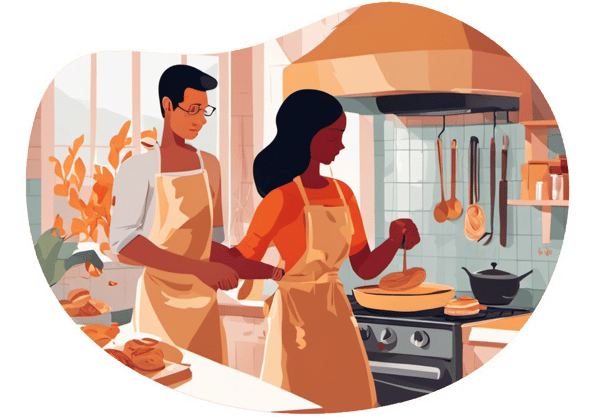 The Baker and The Pastry Chef date idea illustration