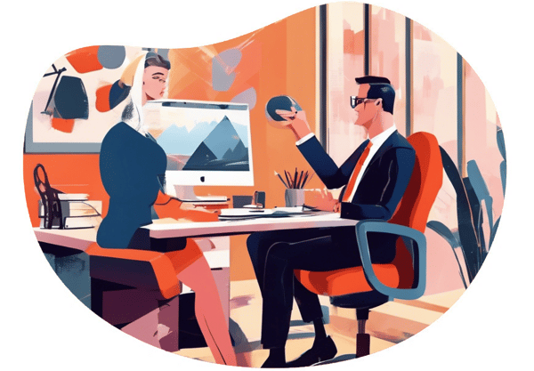 The Boss and the Secretary date idea illustration