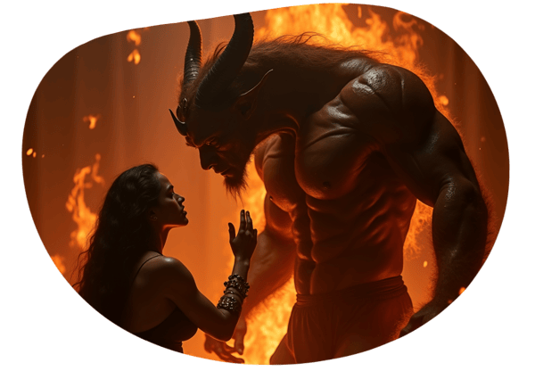 The Djinn's Surrender: A Volcanic Encounter date idea illustration